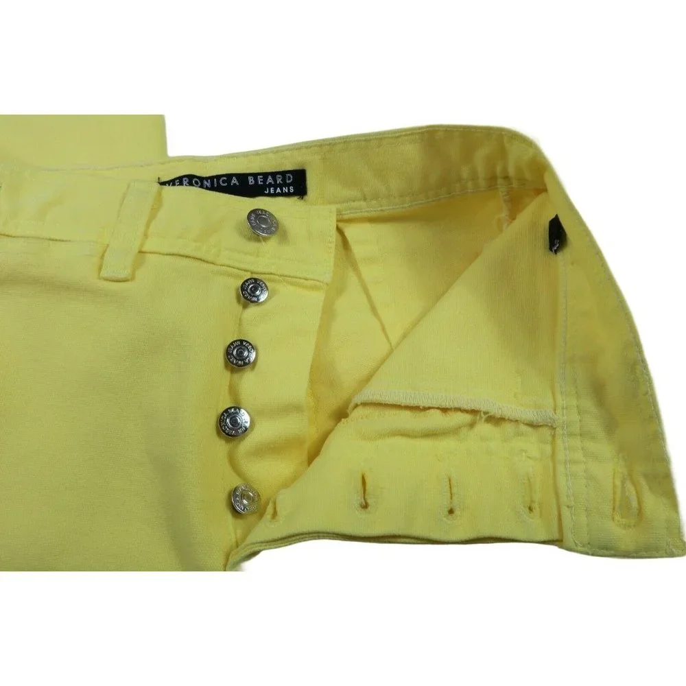 Veronica Beard NWT Cynthia Yellow Jeans Gaucho Flare Pants 24 - Picture 4 of 5